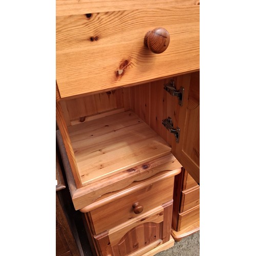 250C - Pair of pine bedsides, late 20th century, each fitted with a single drawer over a cupboard door, on ... 