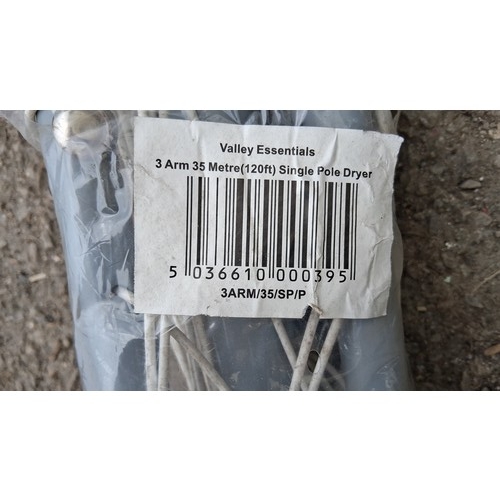 240 - Valley Essentials rotary clothesline—3-arm, 35 metre (120 ft) single pole dryer.