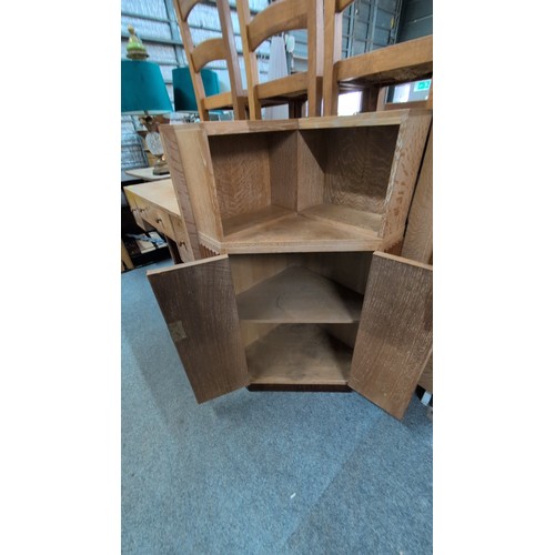 1019 - Pair of limed oak bedside corner units.