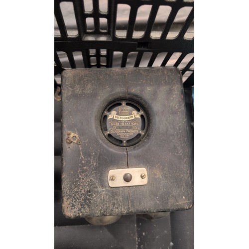 241a - Dictograph System Sub-Station intercom box with grille badge; separate twin-bell buzzer unit in hard... 