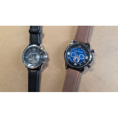 634 - Daniel Hechter stainless steel chronograph wristwatch, black dial with Roman numerals, black leather... 