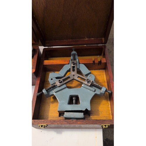 137c - Hardwood case with two steel bars in lid; hardwood case with assorted steel collets and fittings; ha... 