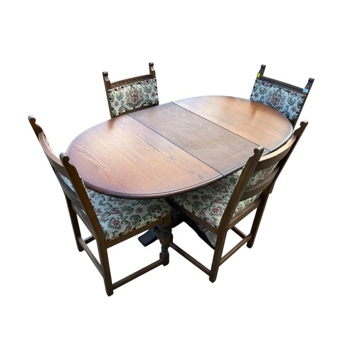 1018 - Wood Bros Old Charm round extending dining table & 4 x matching Old Charm Tudor dining chairs