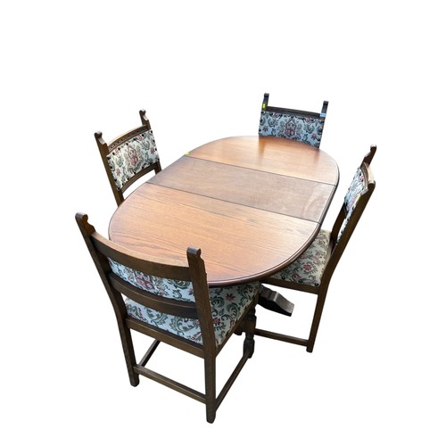 1018 - Wood Bros Old Charm round extending dining table & 4 x matching Old Charm Tudor dining chairs