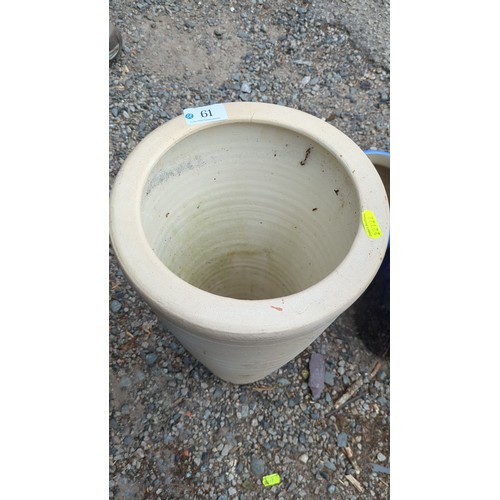 61 - Large tapering garden urn or planter in cream-painted terracotta.