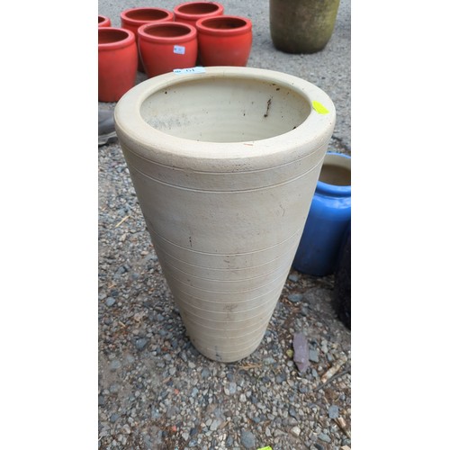 61 - Large tapering garden urn or planter in cream-painted terracotta.