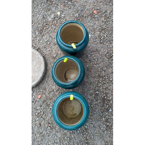65 - A group of 3 x glazed ceramic jardinières.