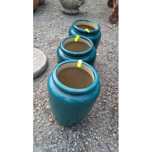 65 - A group of 3 x glazed ceramic jardinières.