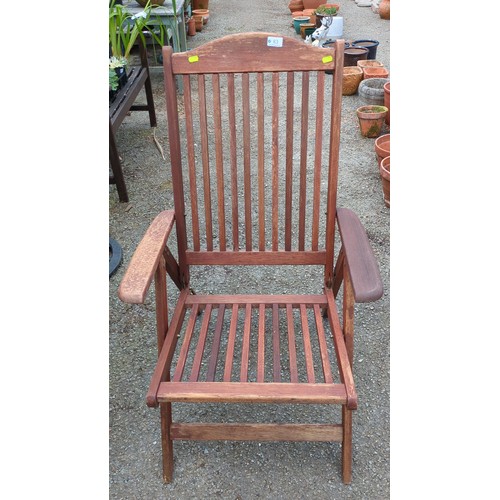 83 - Reclining garden armchair in hardwood.