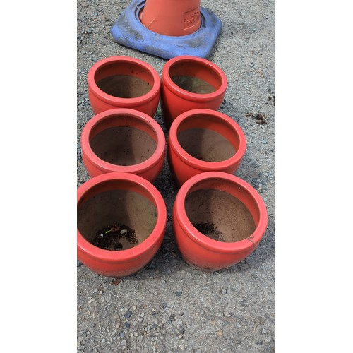 91 - A group of 6 x red glazed ceramic planters.