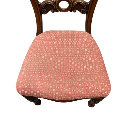 1052 - Balloon back dining chair with pink upholstered seat