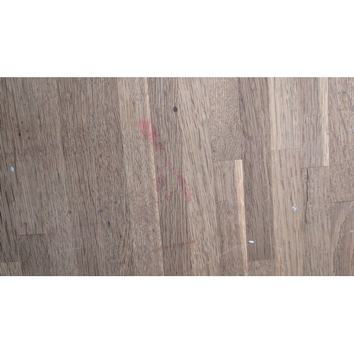 Modern oak refectory-style dining table with rectangular plank top and ...