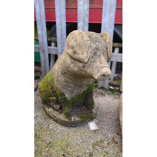 Cast stone garden sculpture modelled as a pig, with pendant ears and a ...