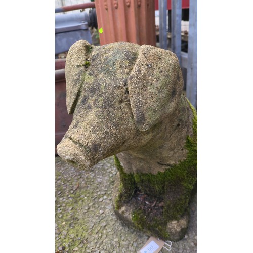 Cast stone garden sculpture modelled as a pig, with pendant ears and a ...