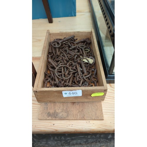 A quantity of iron skeleton keys of varying sizes, with circular and ...