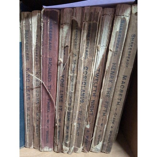 A collection of assorted Shakespeare books.