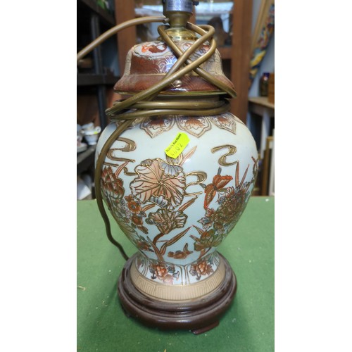 Table lamp with Japanese-style porcelain baluster vase, enamelled with ...