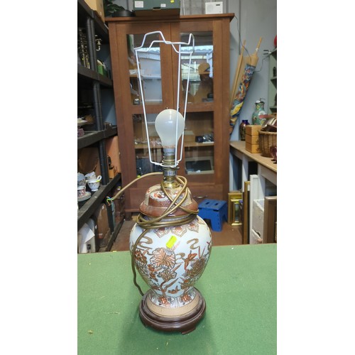 Table lamp with Japanese-style porcelain baluster vase, enamelled with ...