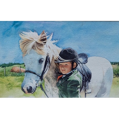 Neil Reed, two framed equestrian watercolour illustrations, both signed ...