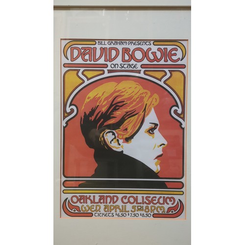Framed reproduction David Bowie concert poster advertising his April 5 ...
