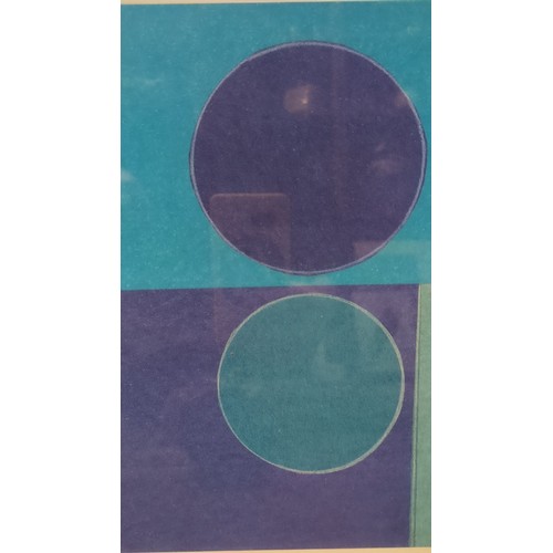 ‘Midnight Moon’, a geometric abstract colour print in turquoise and ...