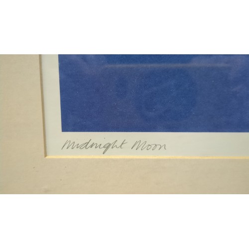 ‘Midnight Moon’, a geometric abstract colour print in turquoise and ...