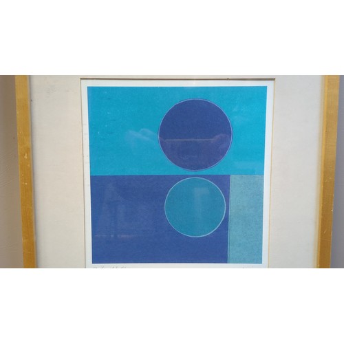 ‘Midnight Moon’, a geometric abstract colour print in turquoise and ...