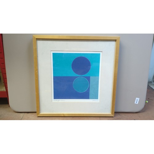 ‘Midnight Moon’, a geometric abstract colour print in turquoise and ...
