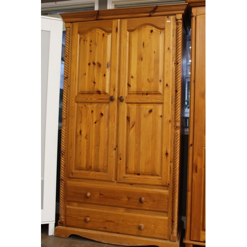 63 - PINE ORNATE DOUBLE WARDROBE