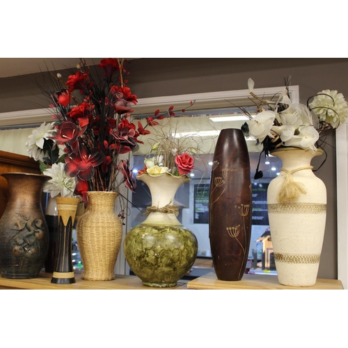 160 - 7 VASES & FLOWERS