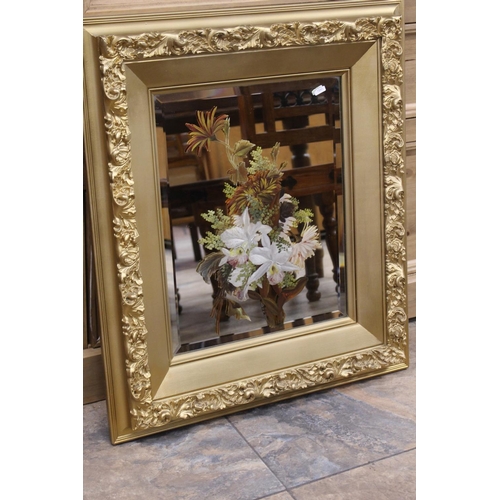 147 - LARGE GILT FRAMED HAND PAINTED MIRROR