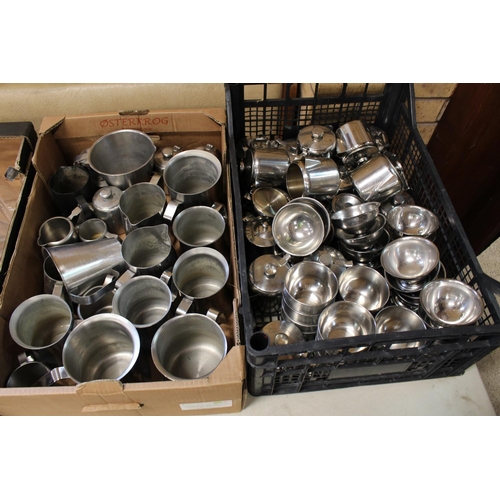 60 - 2 X BOXES SS TEA POTS, MILK JUGS ETC