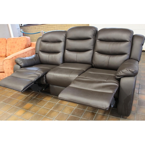 62 - BLACK TWIN RECLINER 3 SEATER SETTEE
