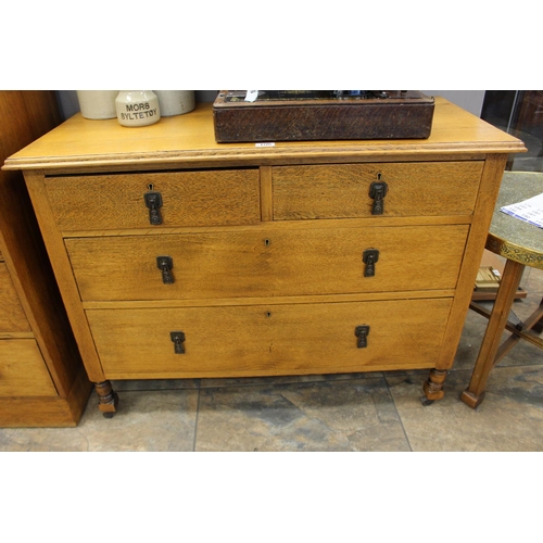 105 - EDWARDIAN OAK 2 OVER 2 CHEST OF DRAWES
