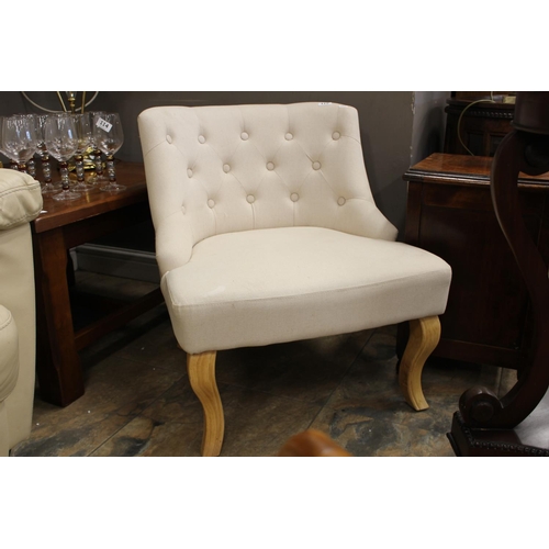 112 - BUTTON BACK NURSING CHAIR ON OAK LEGS