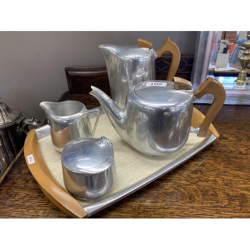 102 - 1930'S PICQUOT WARE TEA SET ONTRAY