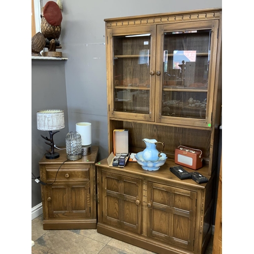 119 - GLAZED 2 DOOR DRESSER & CUPBOARD