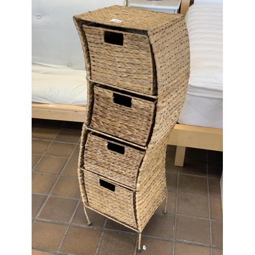 127 - WICKER 4 DRAWER STORAGE TOWER