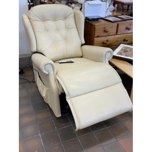 140 - STOKERS ELECTRIC LEATHER RECLINING CHAIR