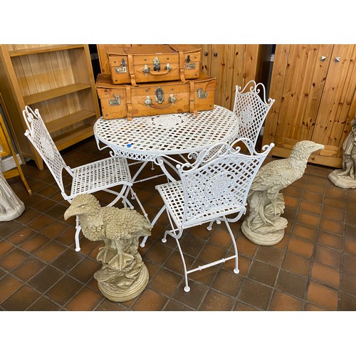 78B - WROUGHT IRON WHITE GARDEN TABLE AND 4 CHAIRS