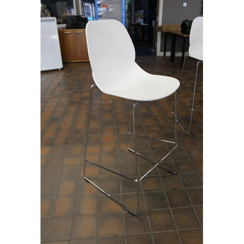 51 - 4 x WHITE & CHROME HIGH STOOLS