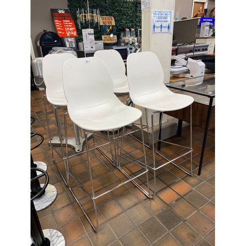 51 - 4 x WHITE & CHROME HIGH STOOLS
