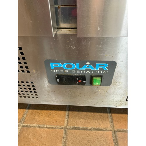 123 - POLAR U636 SS DOUBLE DOOR COUNTER FRIDGE - COST NEW £887