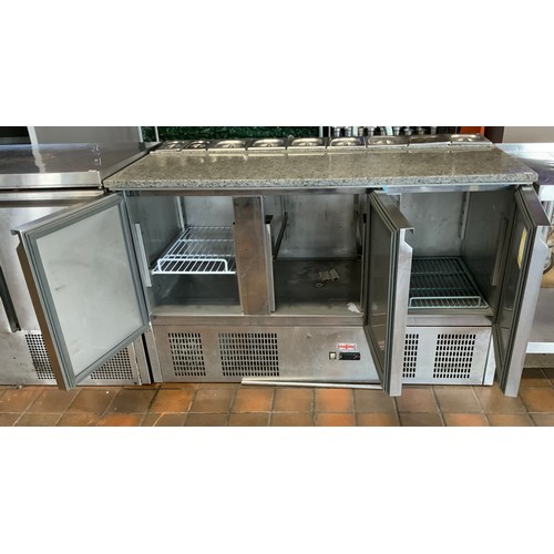 131 - Empire Stainless Steel Three Door Open Top Pizza Prep Marble Counter - PS903 - COST NEW £799