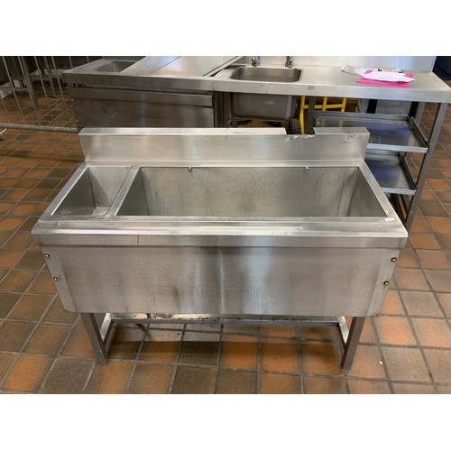 46 - SS FREE STANDING POT WASH SINK UNIT 1 METRE - COST NEW APPROX £874