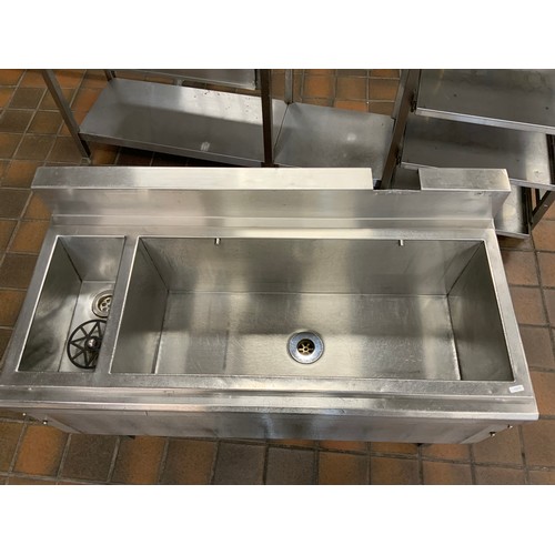 46 - SS FREE STANDING POT WASH SINK UNIT 1 METRE - COST NEW APPROX £874