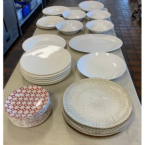 143 - LGE SELECTION WHITE PLATES, BOWLS ETC -PORLAND, RUSTICO ETC