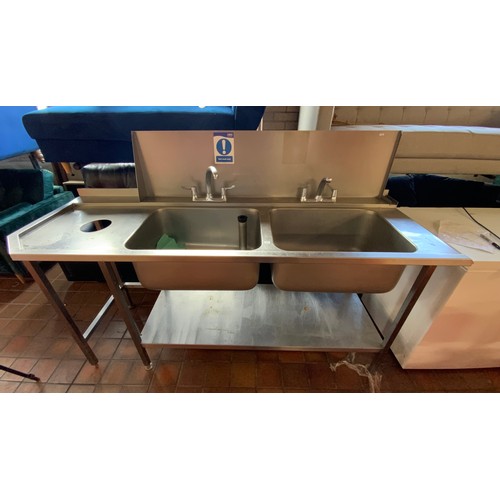 35 - LGE DOUBLE SS SINK UNIT WITH SPLASH BACK