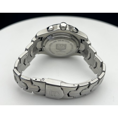 267 - TAG HEUER LINK CHRONOGRAPH WATCH WITH BOX & EXTRA LINKS MODEL CJF2114 SERIAL NUMBER YX5827