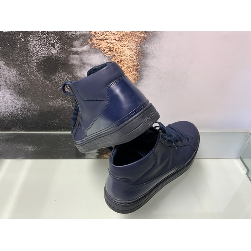 247 - PRADA MENS NAVY HIGH TOP SHES SIZE 10 -used (CRP/5)